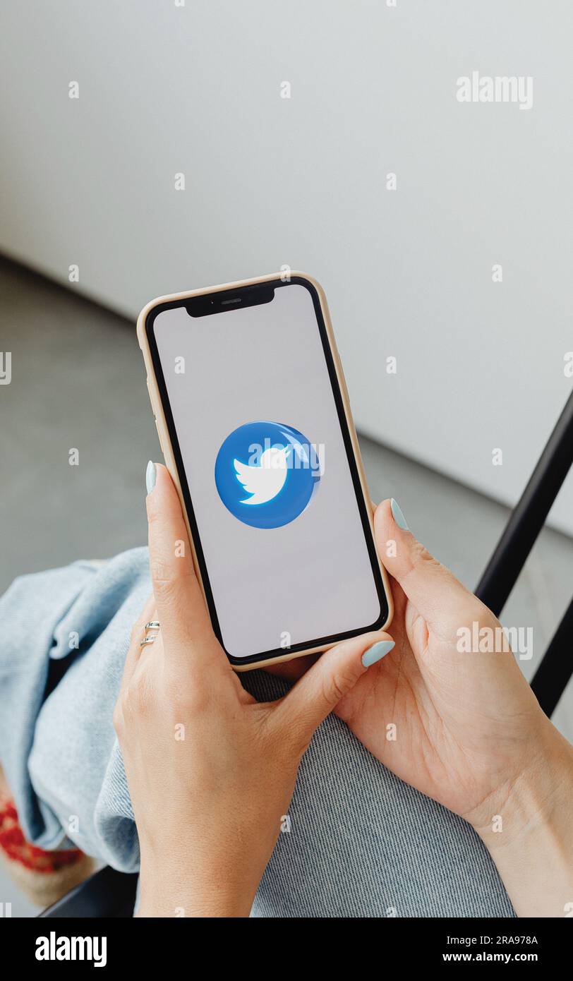 Twitter logo is displayed on the screen. Twitter logo on black or white