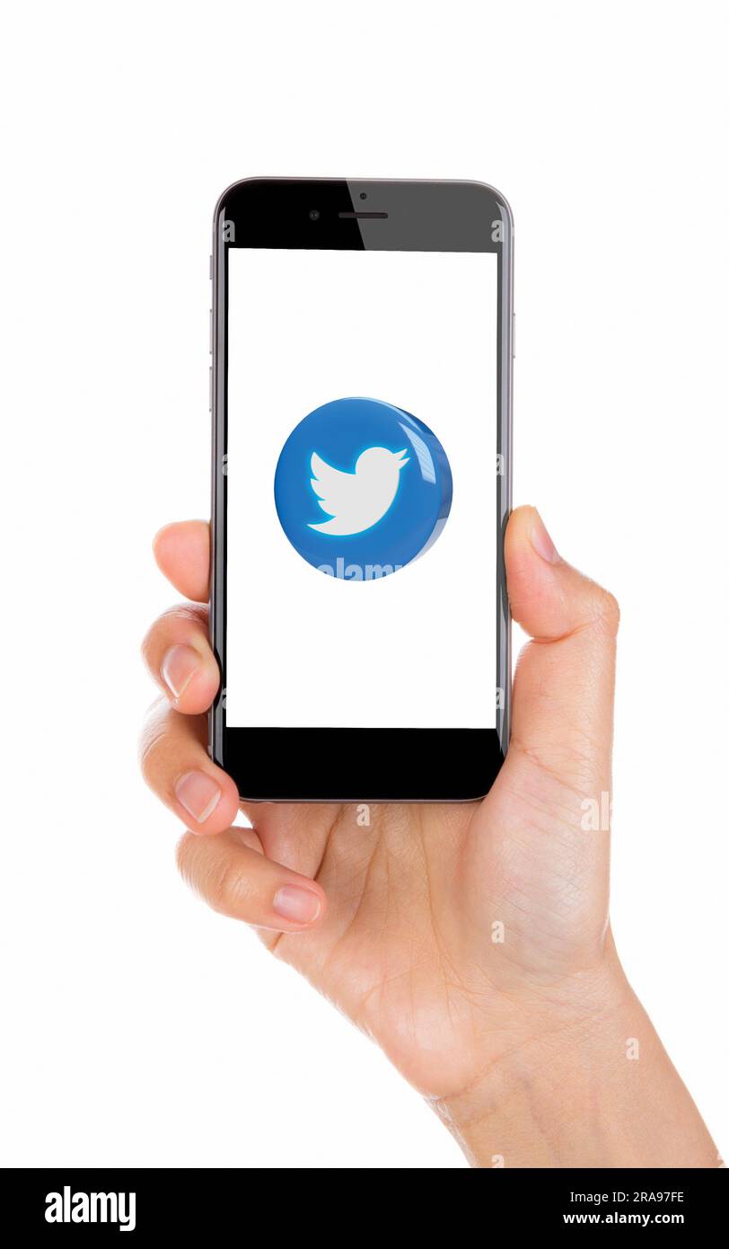 Twitter logo is displayed on the screen. Twitter logo on black or white