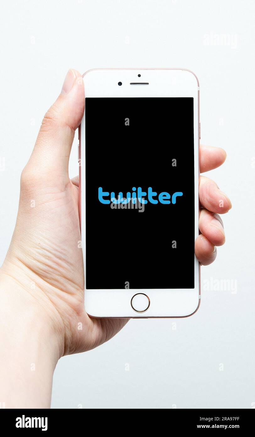 Twitter logo is displayed on the screen. Twitter logo on black or white
