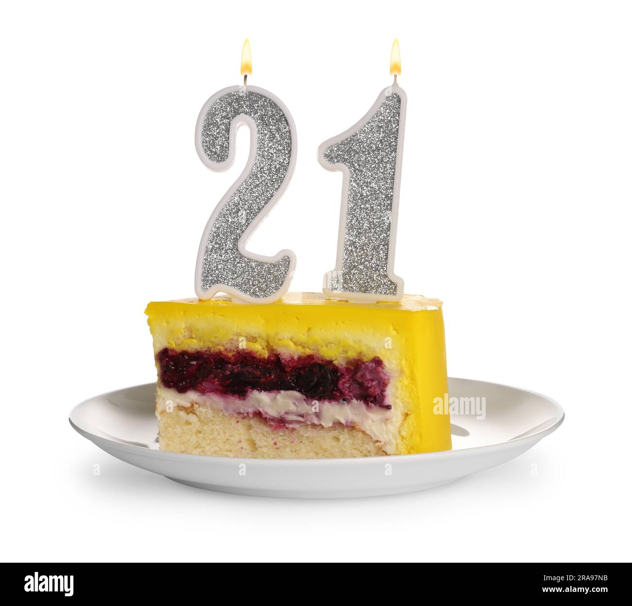 Coming of age party - 21st birthday. Delicious cake with number shaped