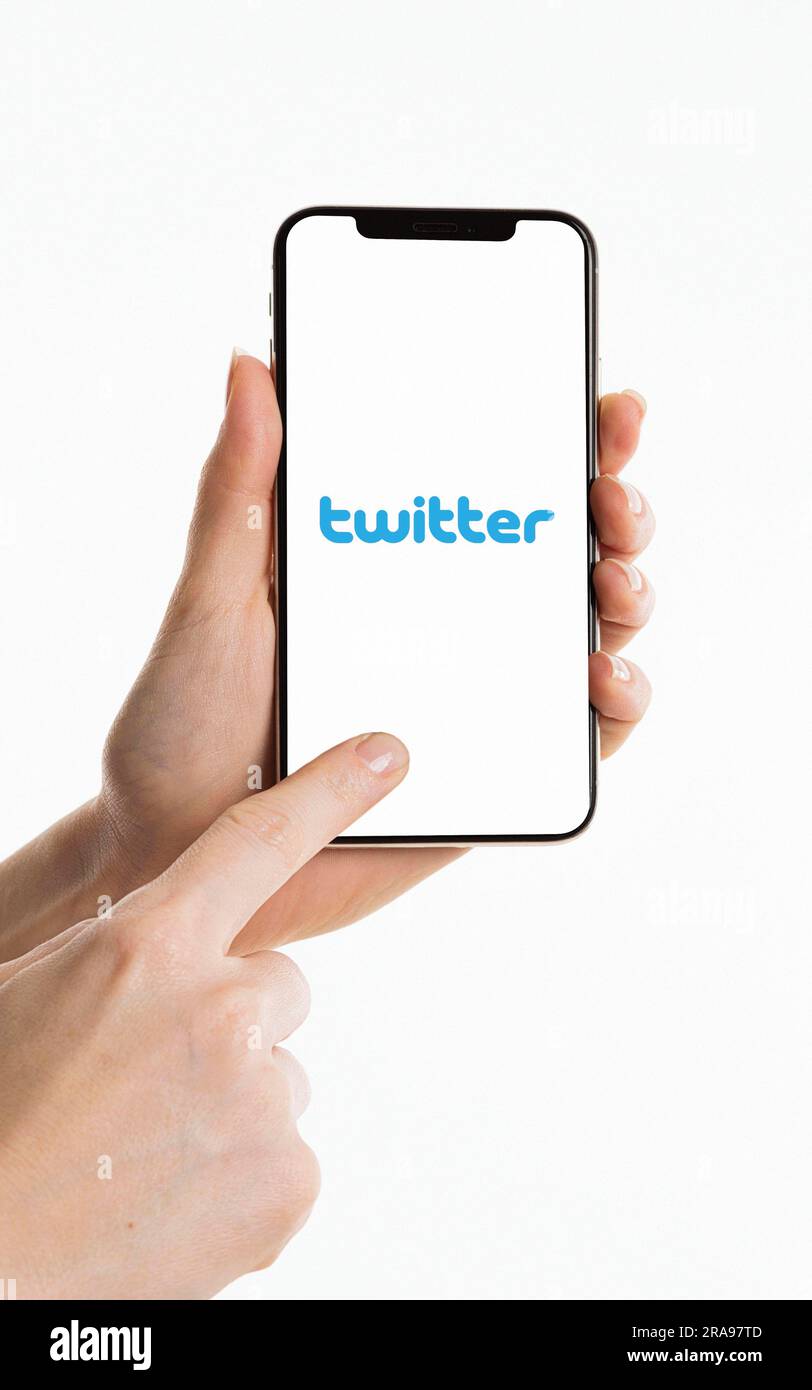 Twitter logo is displayed on the screen. Twitter logo on black or white