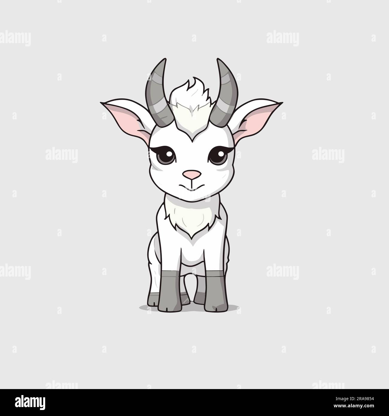 Goat kid. Goat handdrawn illustration. Vector doodle style cartoon