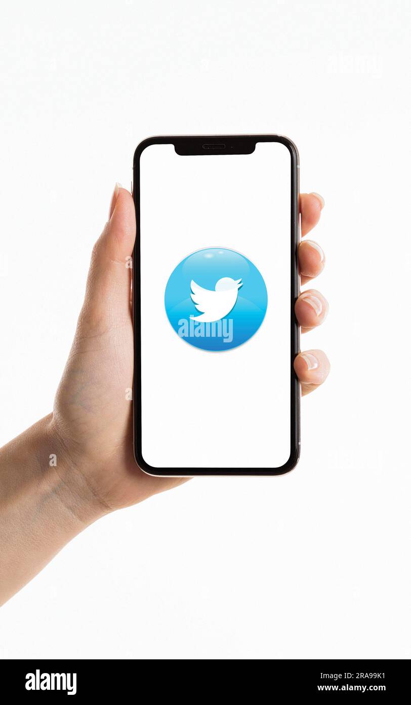 Twitter logo is displayed on the screen. Twitter logo on black or white