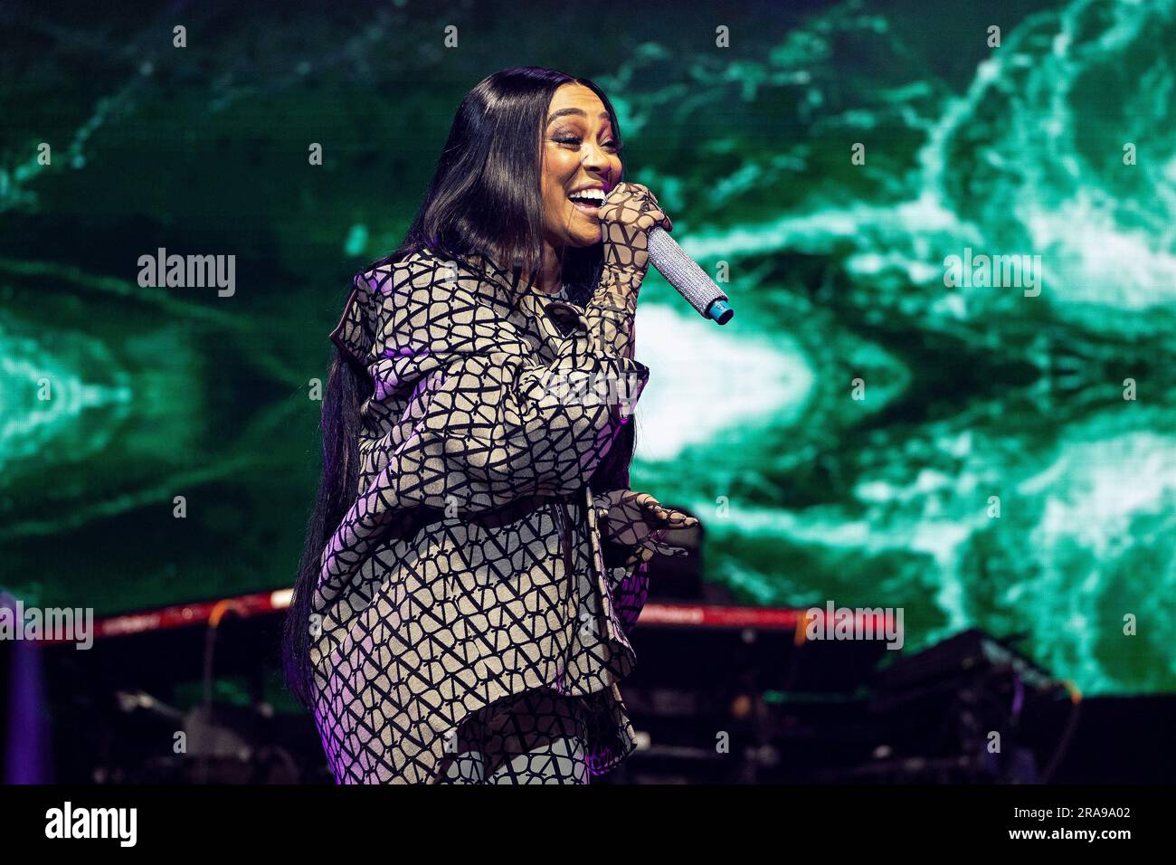 Monica performs at the Essence Festival on Saturday, July 1, 2023, at