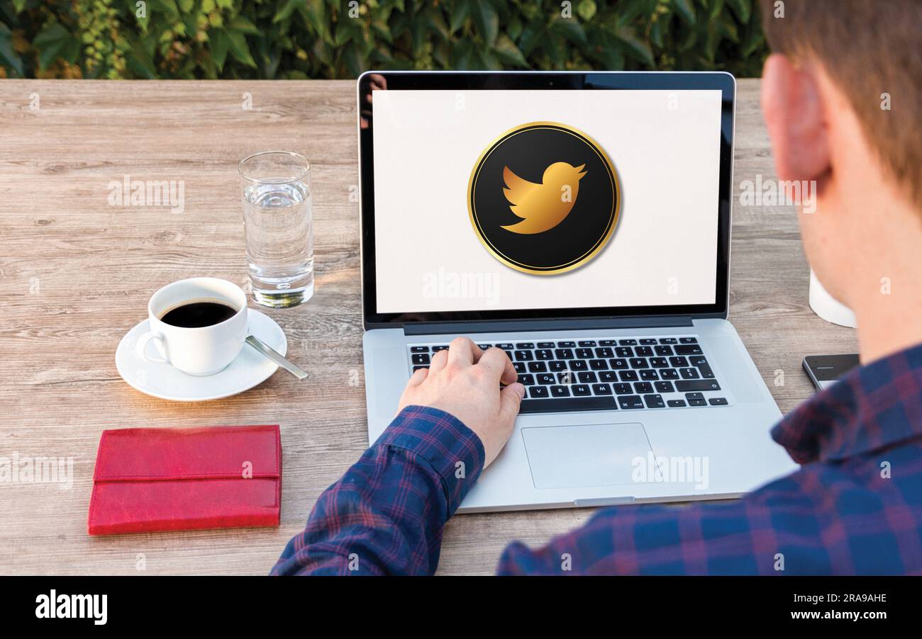 Twitter logo is displayed on the screen. Twitter logo on black or white