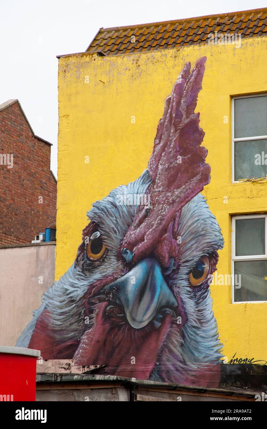 Chicken graffiti in Weston Super Mare Stock Photo