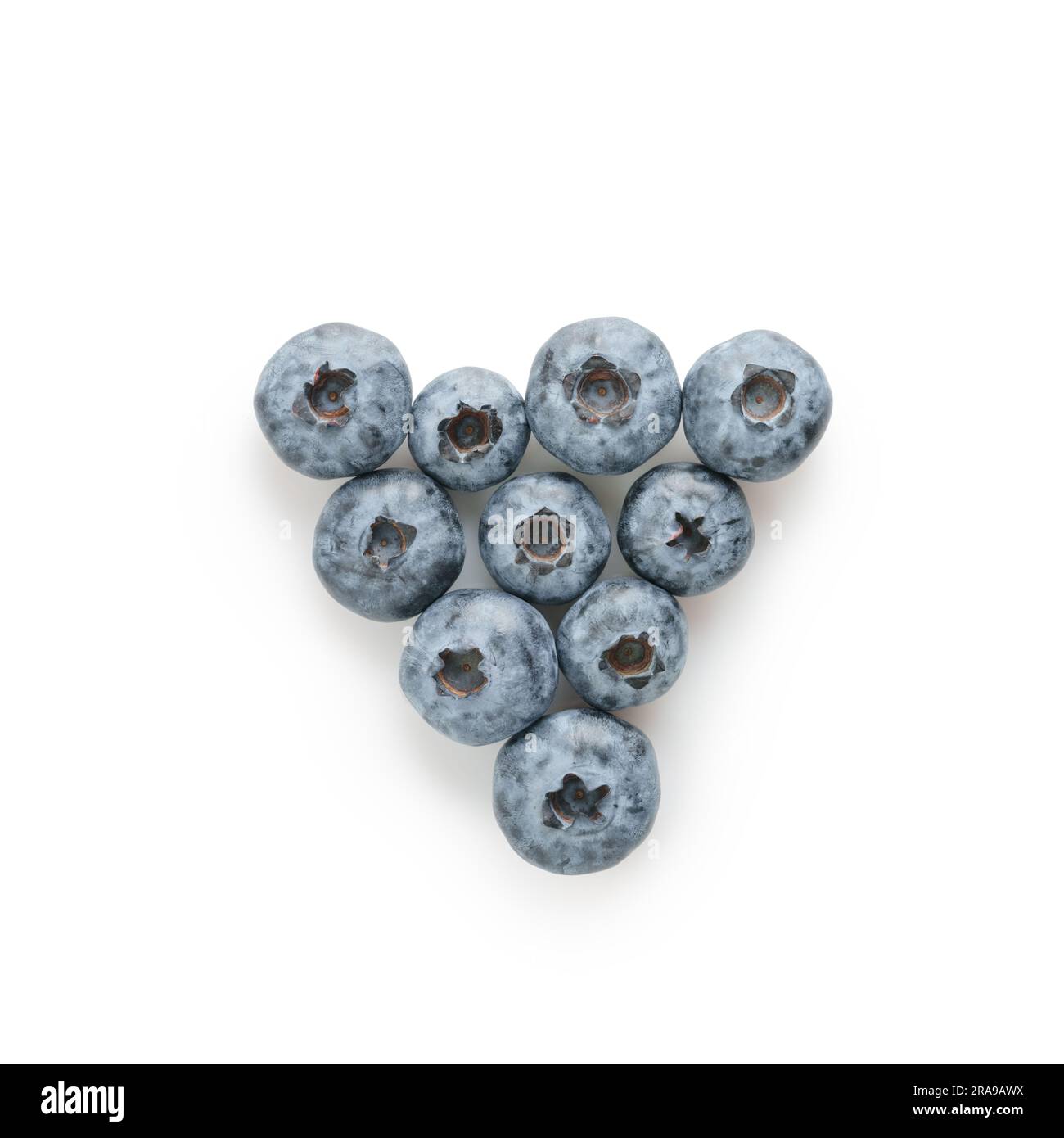 Fresh organic blueberries top view shot on white background, isolated ...
