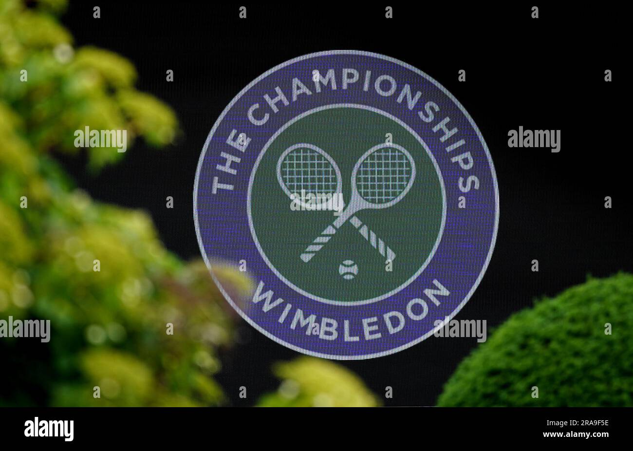 A general view of the Wimbledon Championships logo at the All England
