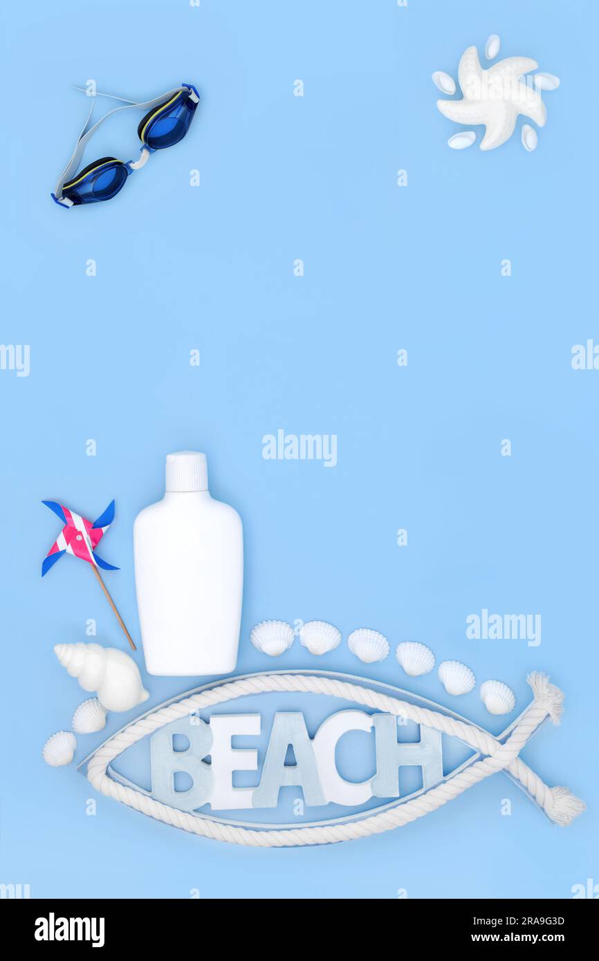 Suntan lotion bottle for summer skincare with eye goggle protection ...