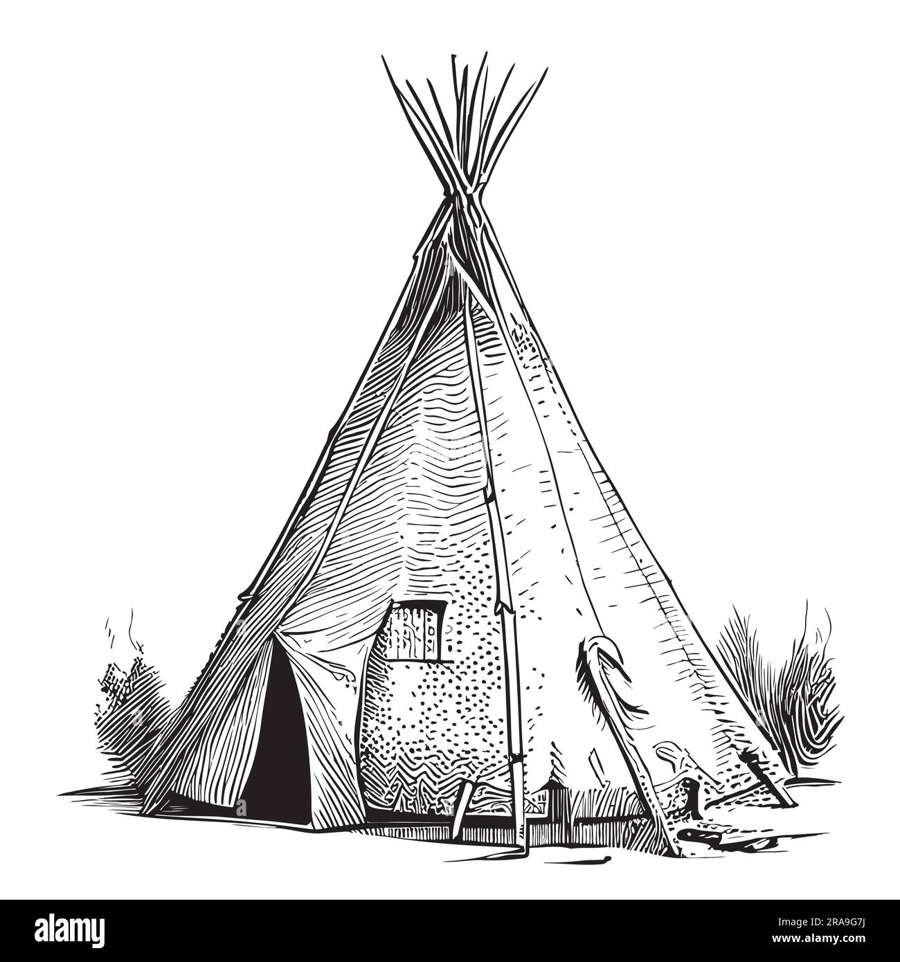 Wigwam sketch hand drawn in doodle style illustration Stock Vector