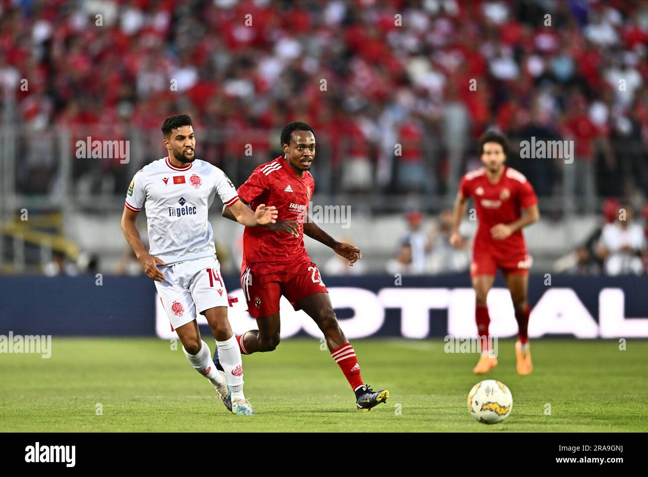 CASABLANCA MOROCCO JUNE 11 Percy Tau Of Al Ahly SC And Yahia casablanca-morocco-june-11-percy-tau-of-al-ahly-sc-and-yahia