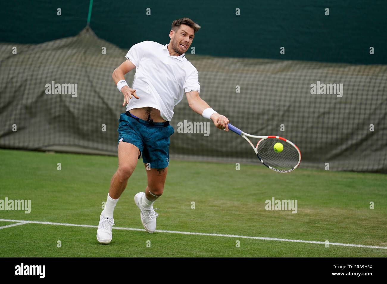 Cameron Norrie practices at the All England Lawn Tennis and Croquet