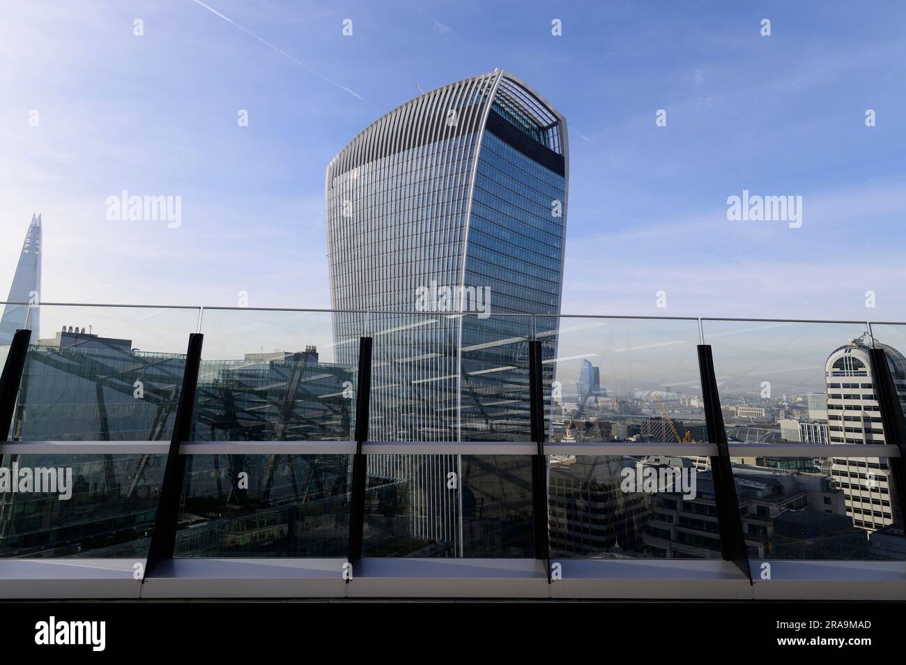 The Shard and 20 Fenchurch Street viewed from The Garden at 120 rooftop garden in London Stock