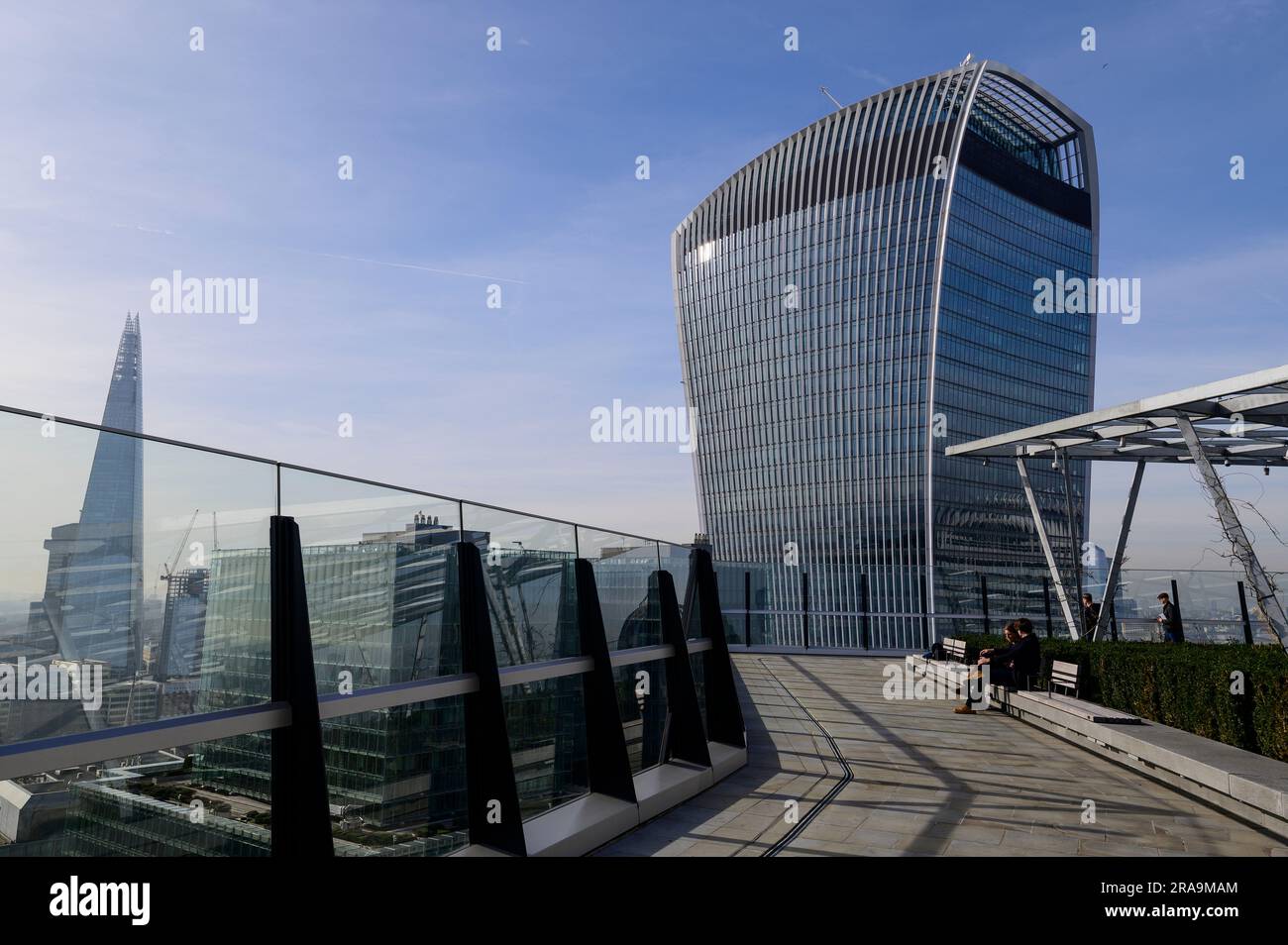 The Shard and 20 Fenchurch Street viewed from The Garden at 120 rooftop garden in London Stock