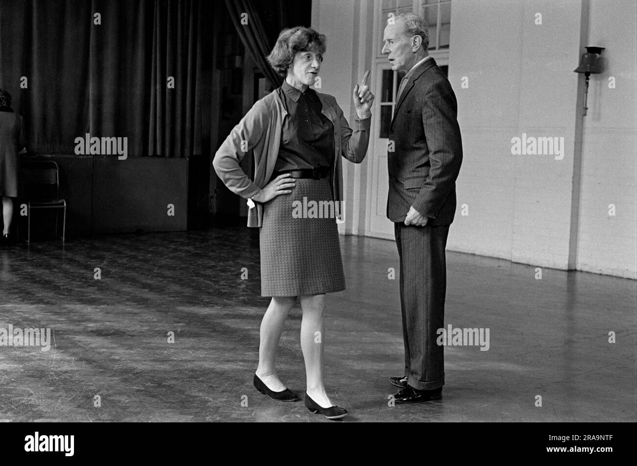 Darby and Joan Club. A blind and partially sighted afternoon dance class for senior citizens at the Battersea Institute. Am older man looks shocked he is being told off by the teacher. Battersea, London, England circa 1970. 1970s UK HOMER SYKES Stock Photo