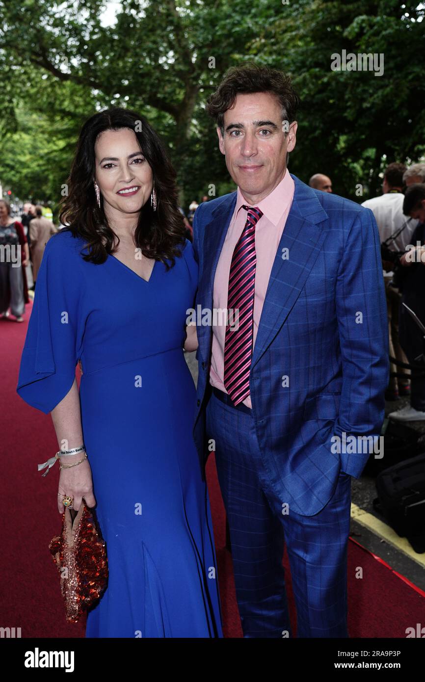 Louise Delamere and Stephen Mangan arriving for the South Bank Sky Arts