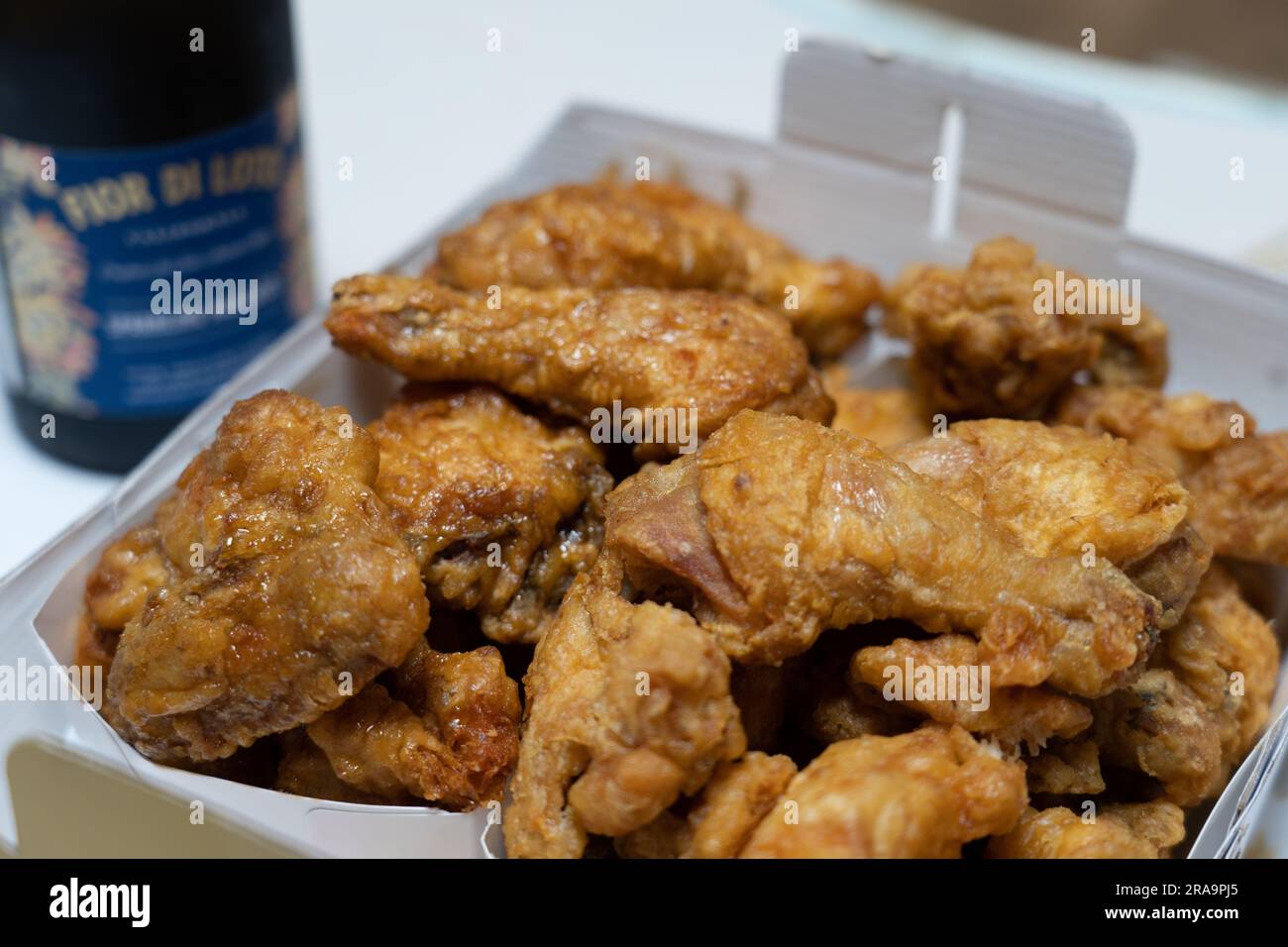 Crispy fried korean chicken wings in soy sauce, South Korea Stock Photo