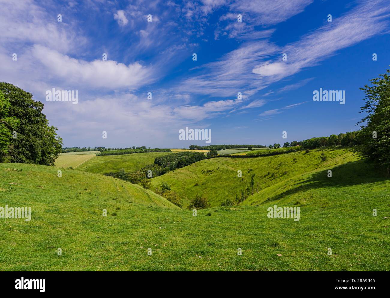 The quiet Painsthorpe Dale in the Yorkshire Wolds, once painted by the