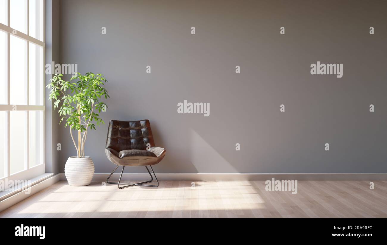 3D illustration of interior with wide walls Stock Photo Alamy