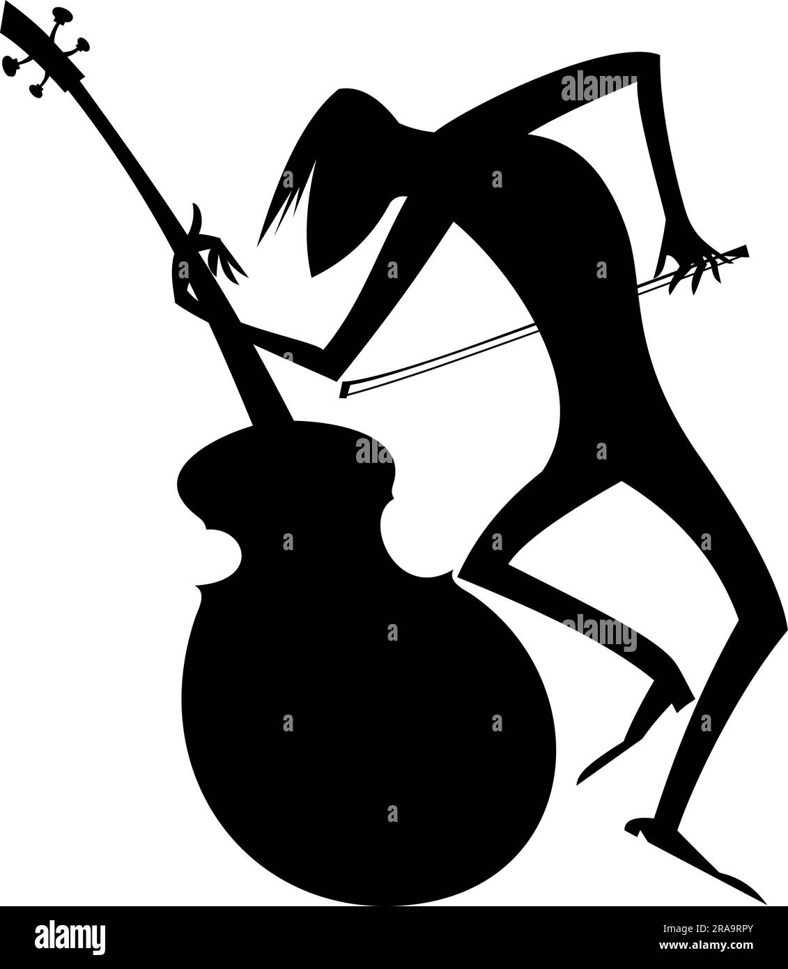 Musician playing cello. Original silhouette Stock Vector
