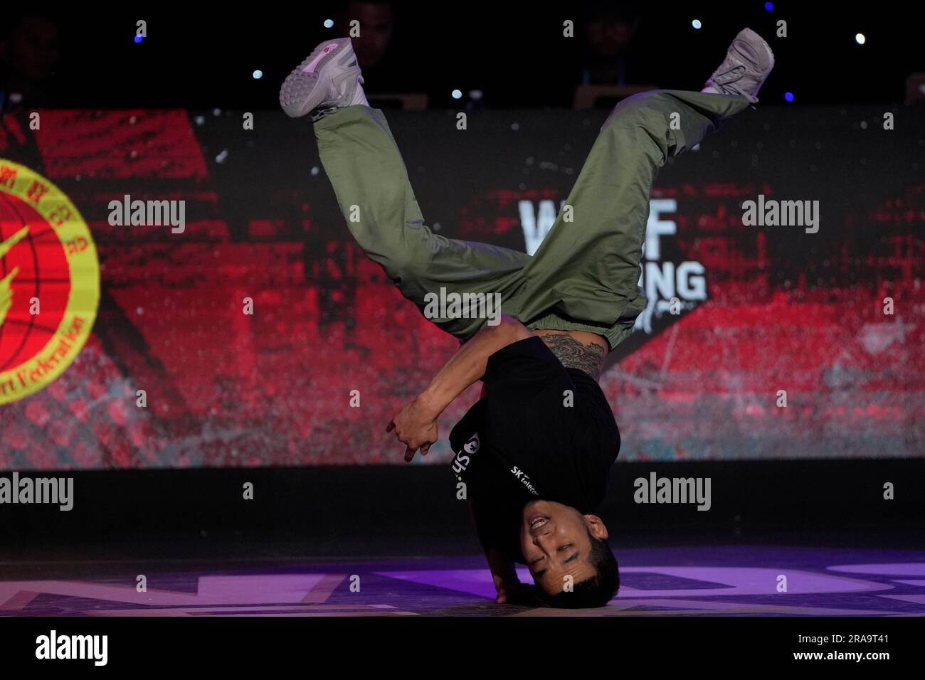 South Korea's Hongten competes to secure a bronze medal against China's ...