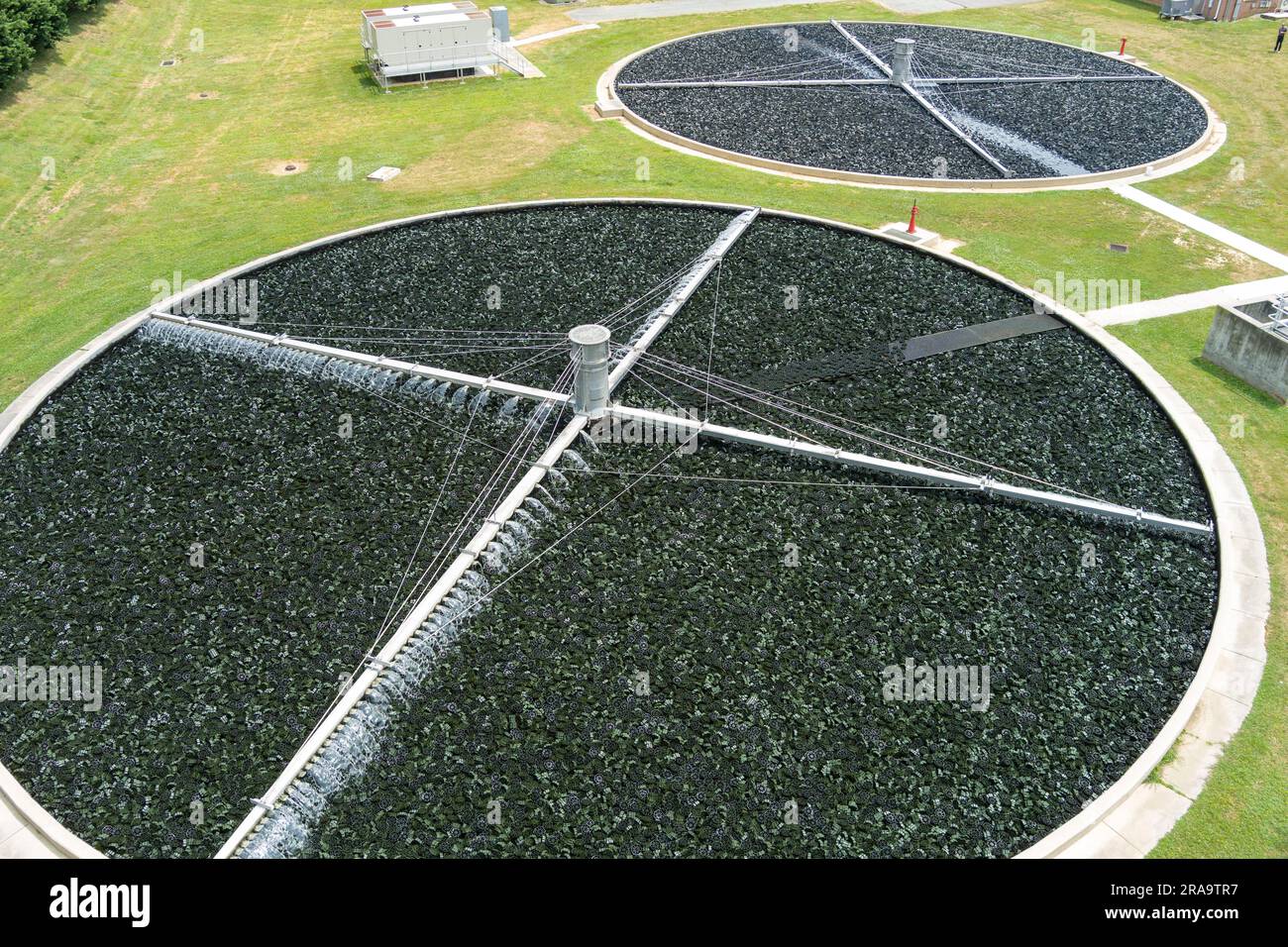 Waste water treatment facility, Pennsylvania, USA Stock Photo