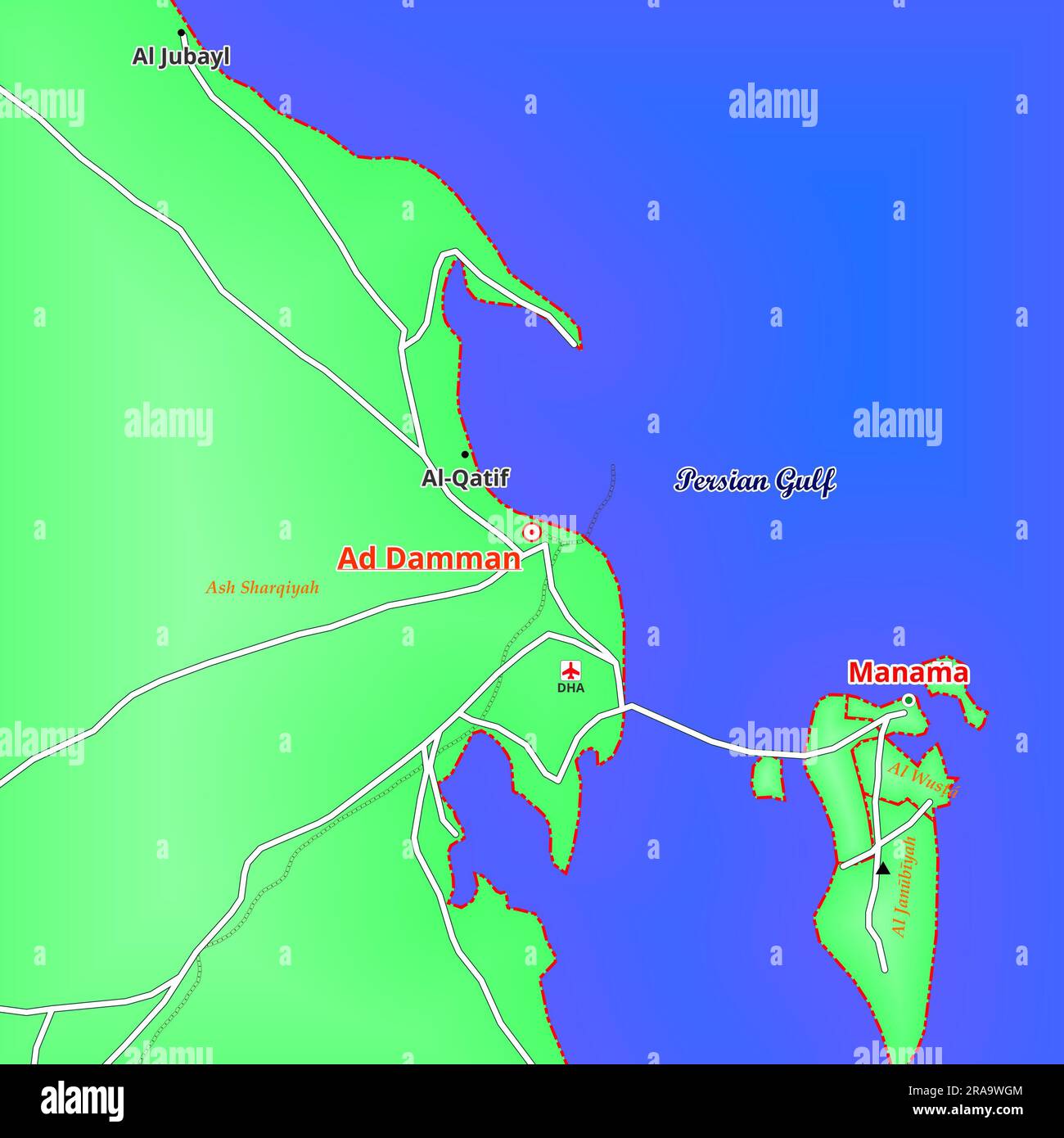 Map of Ad Damman City in Saudi Arabia Stock Photo - Alamy