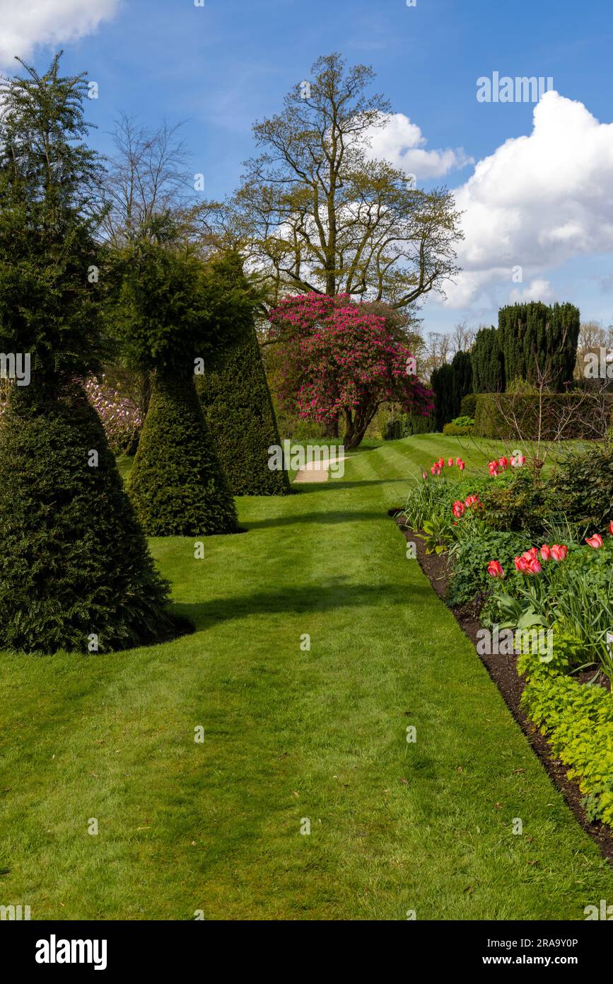 Spring season in the gardens of Hillsborough Palace, formerly known as Hillsborough Castle, Co. Down, Northern Ireland. Stock Photo