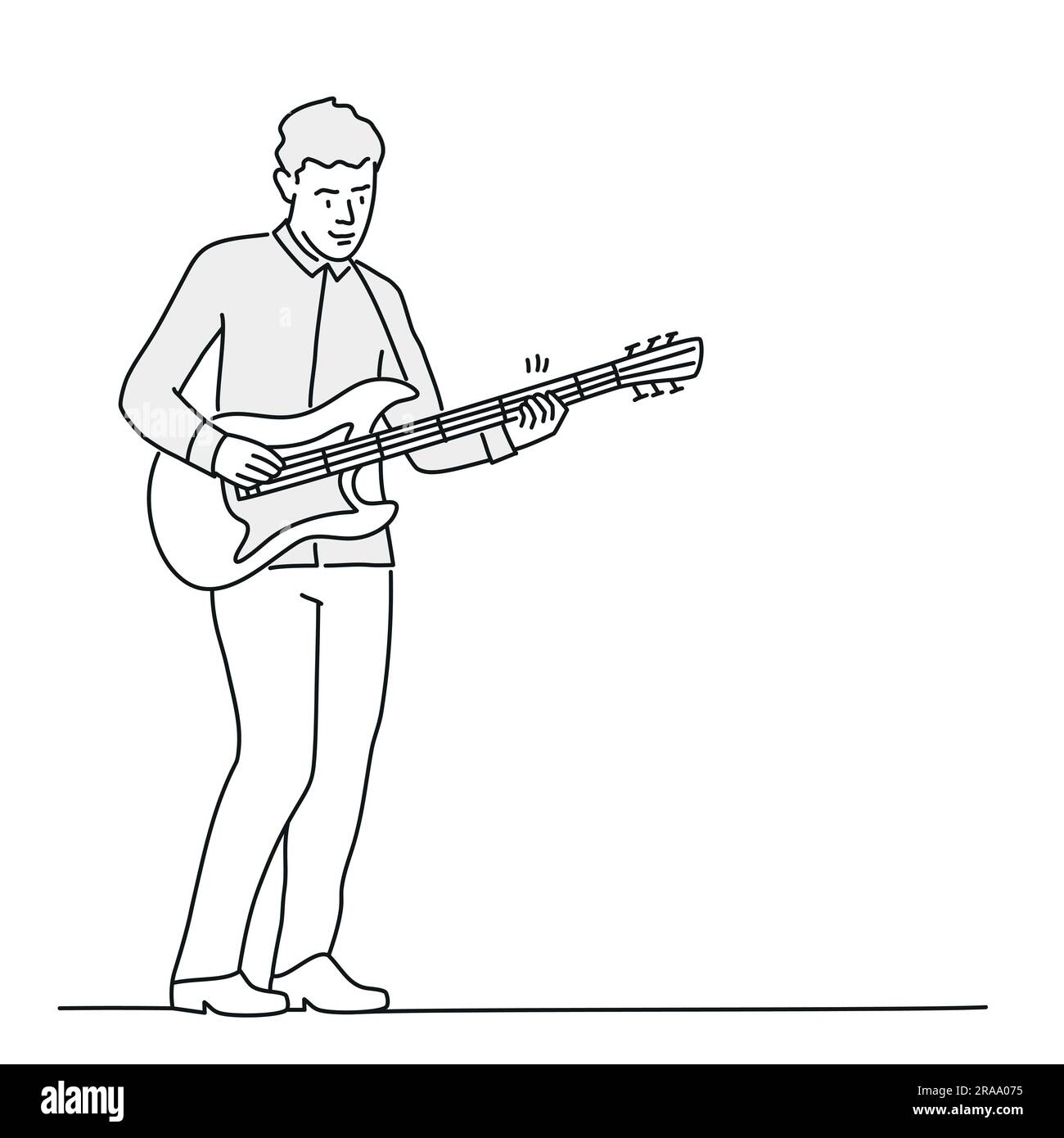 Musician with acoustic guitars. Guy playing musical instrument. Hand