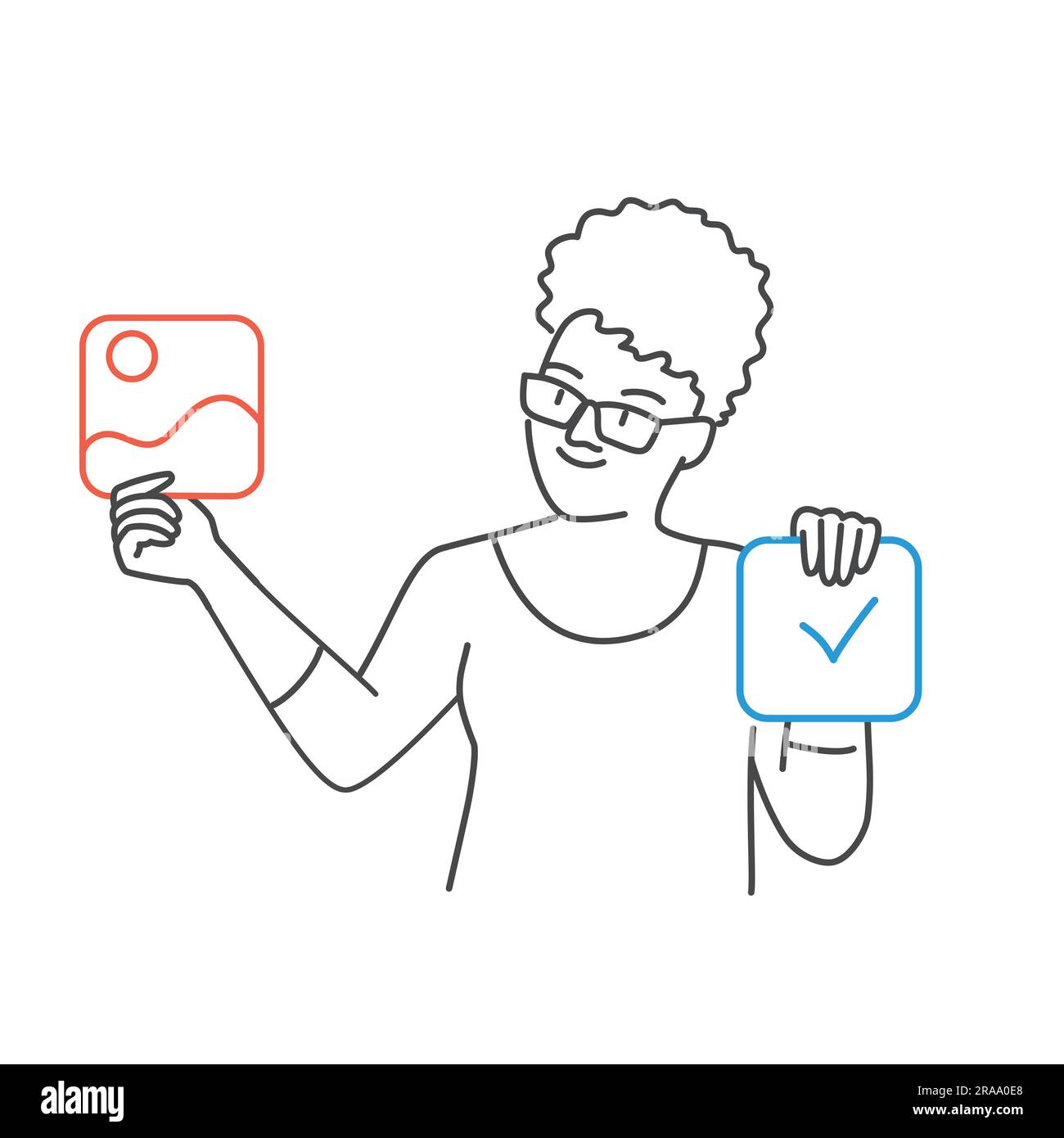 Woman working on website development. Hand drawn vector illustration. Stock Vector