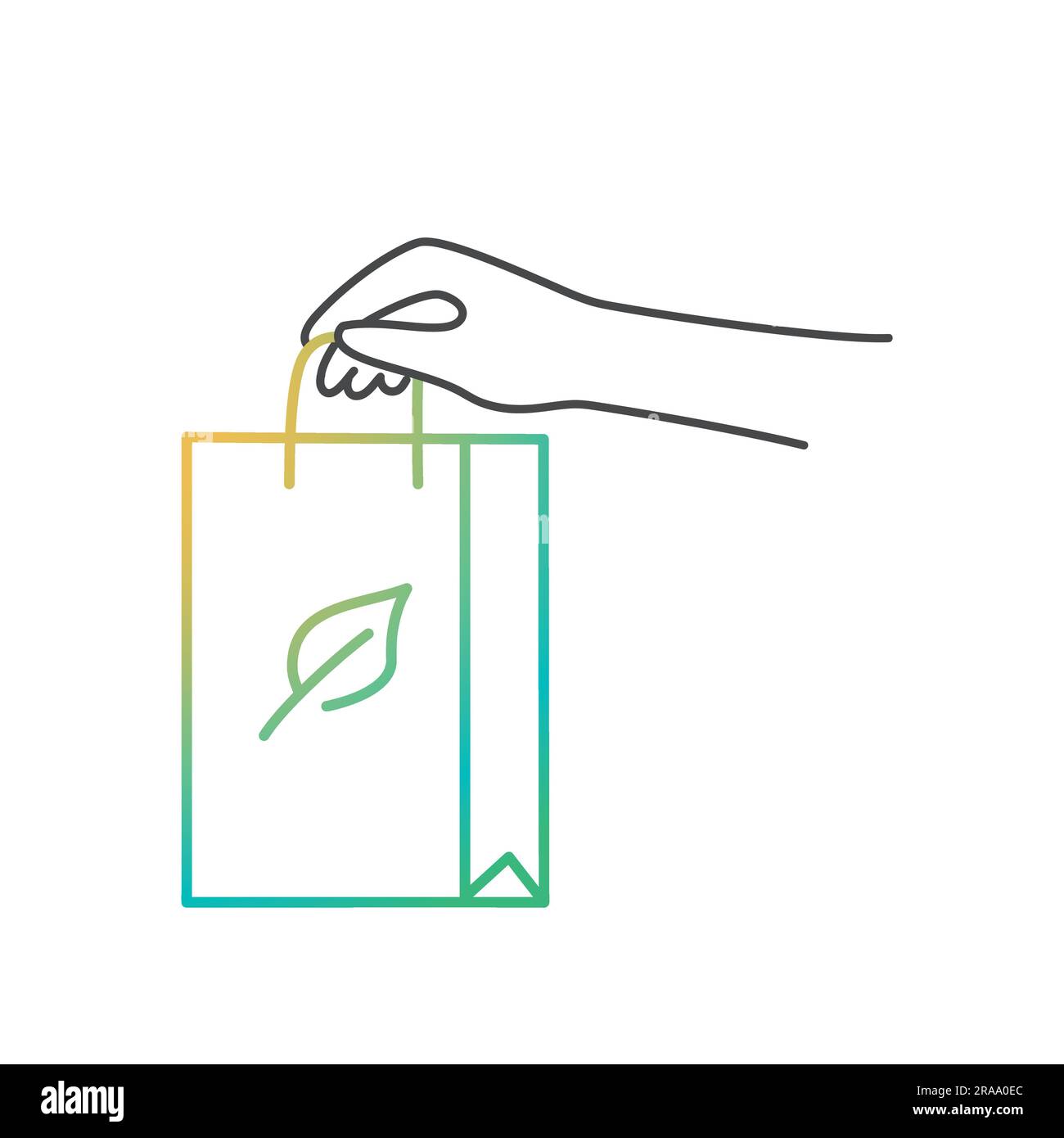 Hand holding eco bag. Eco friendly. Hand drawn vector illustration