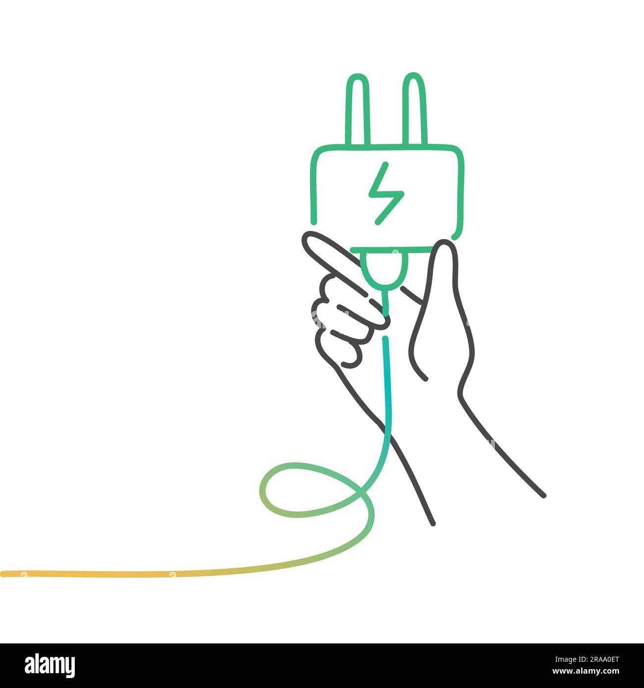 Hand holding socket. Green energy concept. Hand drawn vector illustration. Stock Vector