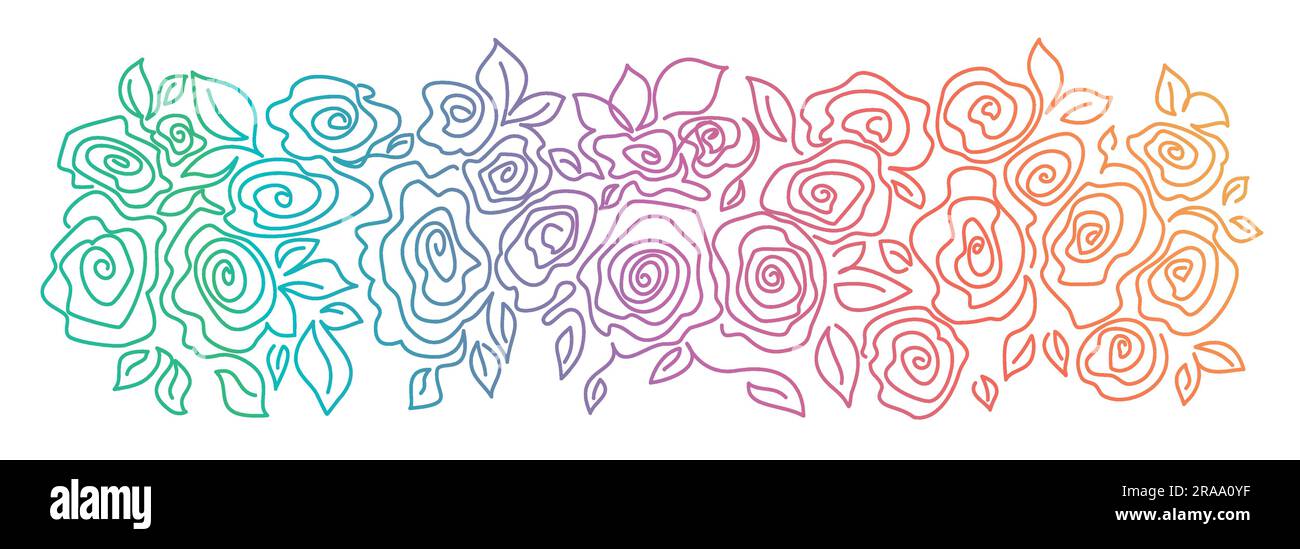 Spring Border Hand Drawing Summer or spring border with flowers. Hand drawn vector illustration ...