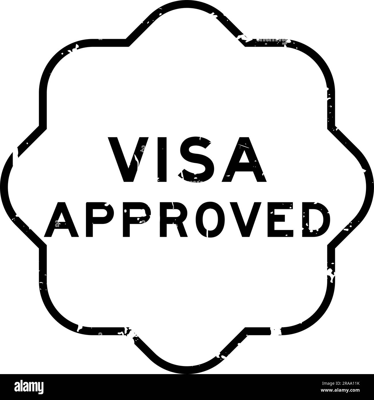 Grunge black visa approved word rubber seal stamp on white background Stock Vector