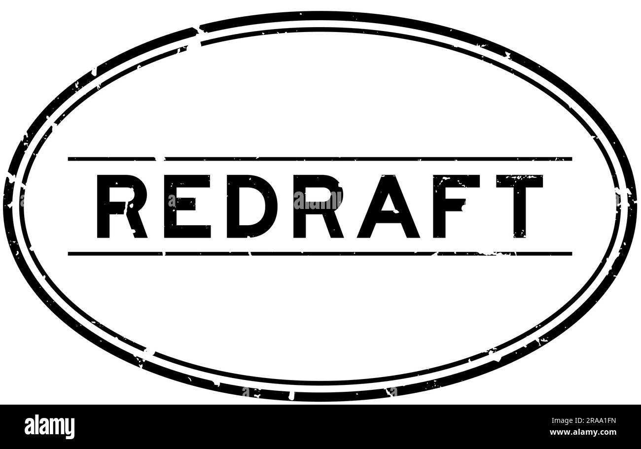 Grunge black redraft word oval rubber seal stamp on white background ...