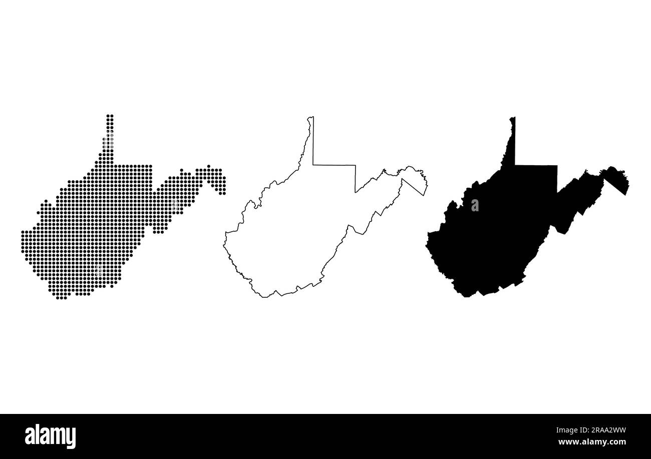 Set of West Virginia map shape, united states of america. Flat concept icon symbol vector