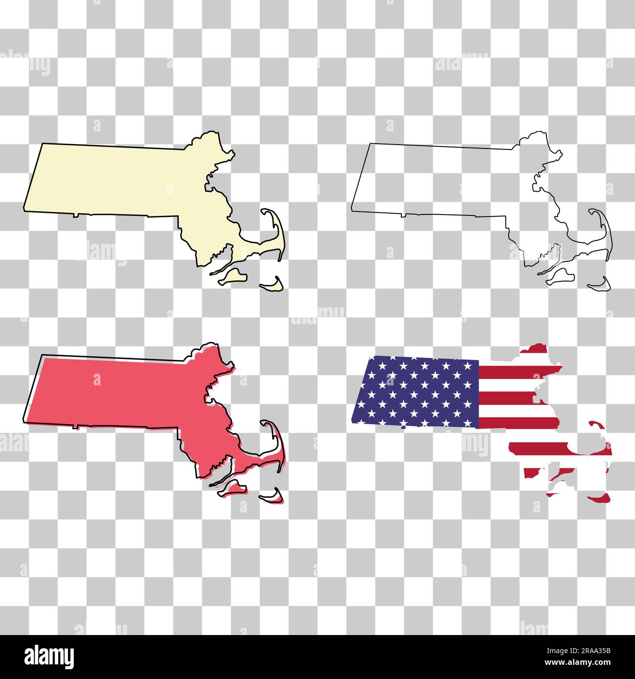 Set Of Massachusetts Map United States Of America Flat Concept Icon Vector Illustration Stock 4469