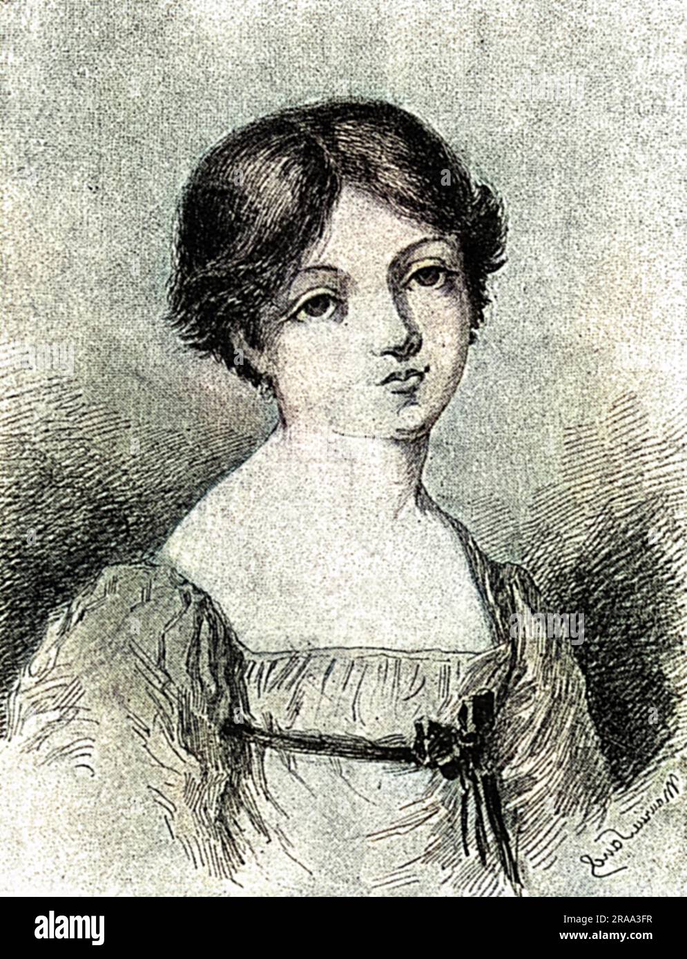 GEORGE SAND French writer and folklorist, also known for her active social life and affairs. Here at the age of six, before any of this happened.     Date: 1804-1876 Stock Photo