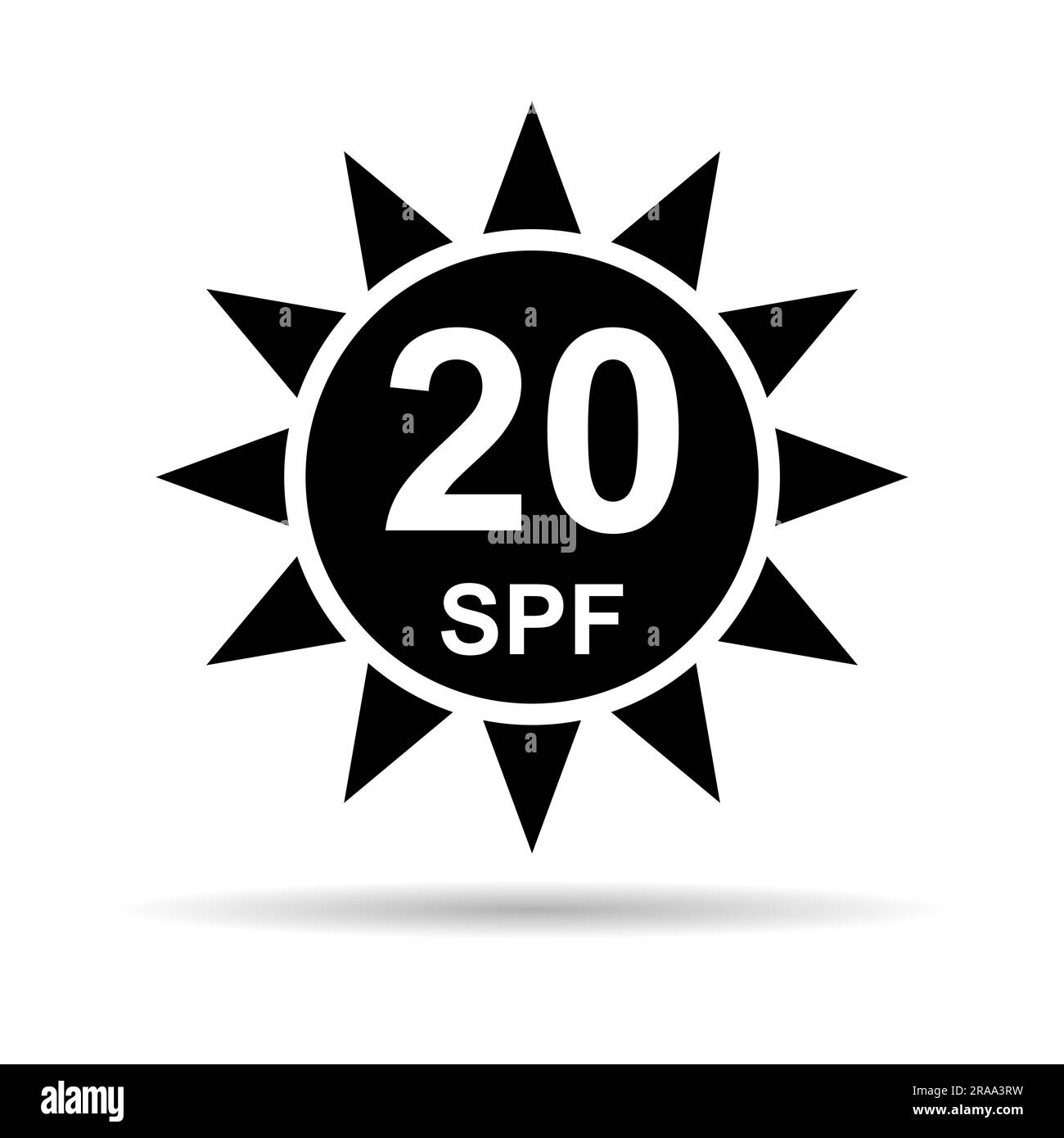 Sun protection factor 20 icon shadow, uv radiation block symbol, sun