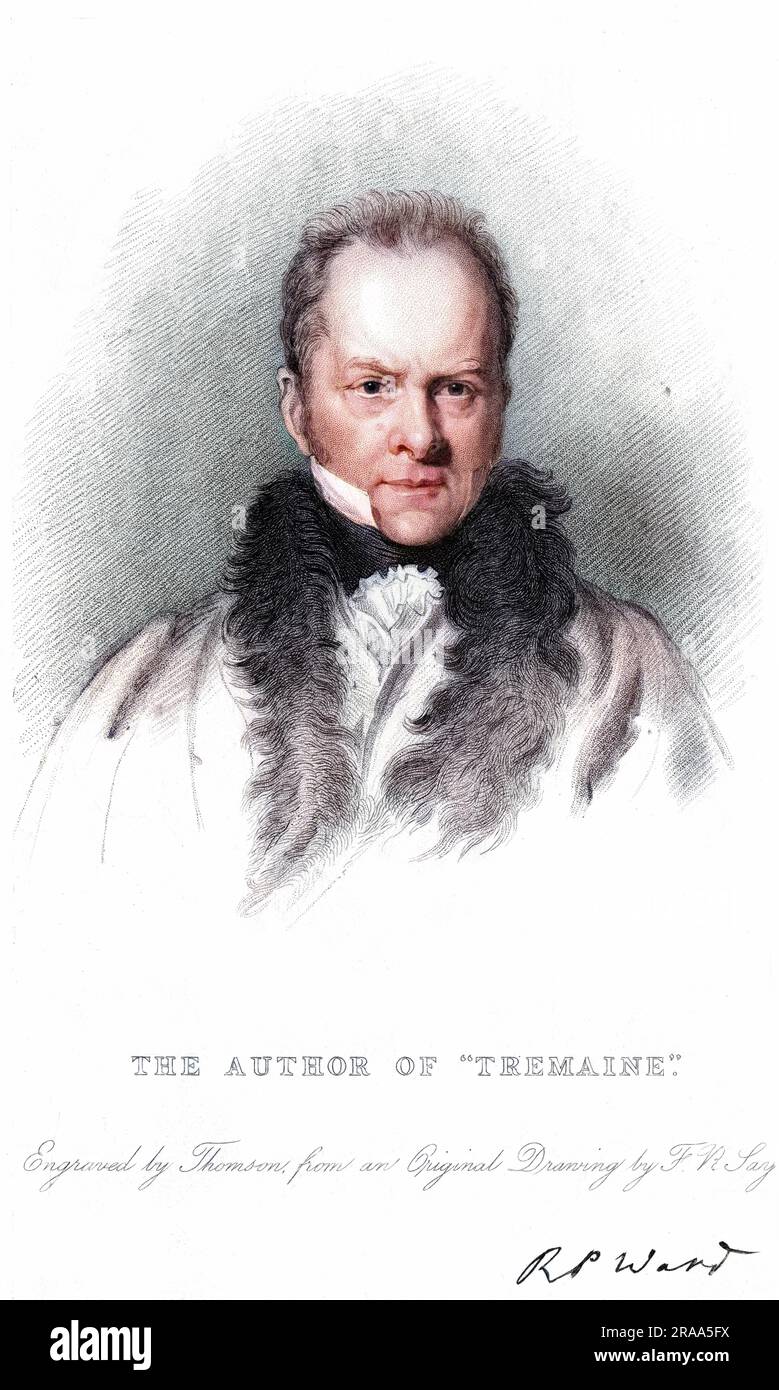 ROBERT PLUMER WARD writer, author of 'Tremaine' with his autograph     Date: 1765 - 1846 Stock Photo