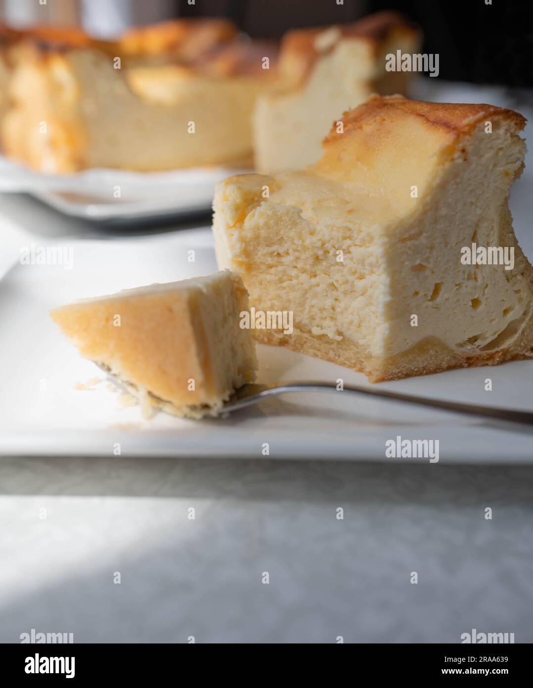 Slice of german cheesecake Stock Photo