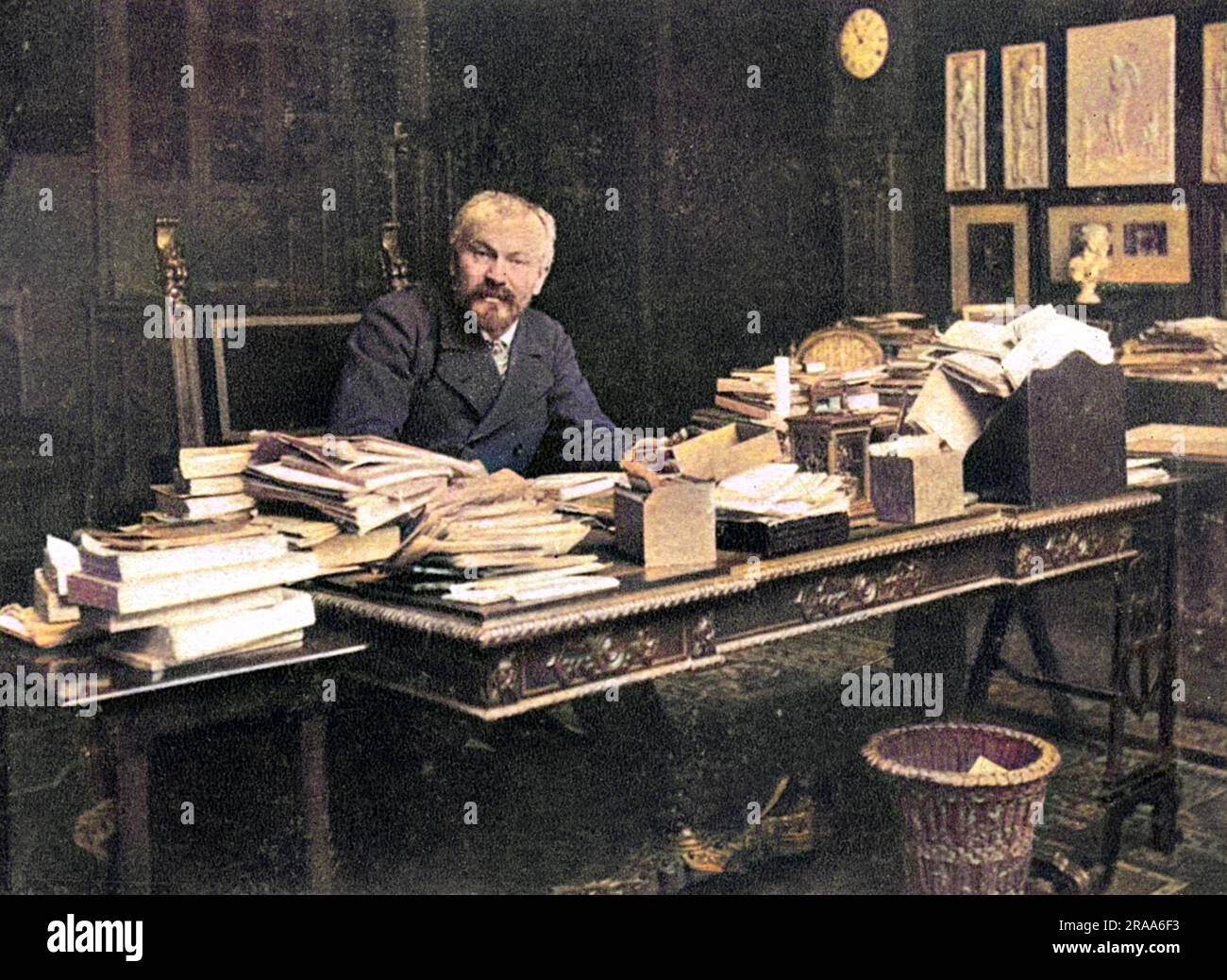 JULES LEMAITRE French writer photographed in his study in 1908.     Date: 1853-1914 Stock Photo