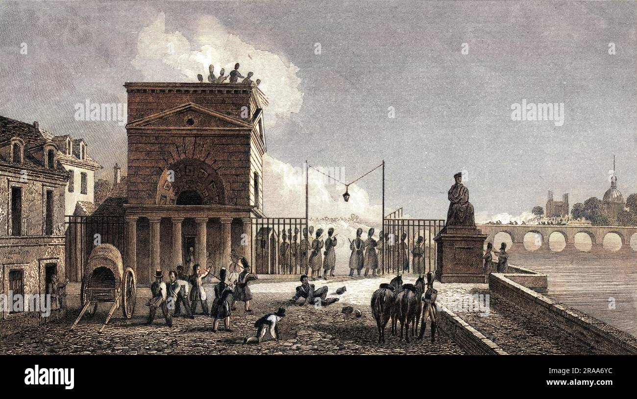 Insurgents occupy the barriere de Passy.     Date: 28 July 1830 Stock Photo