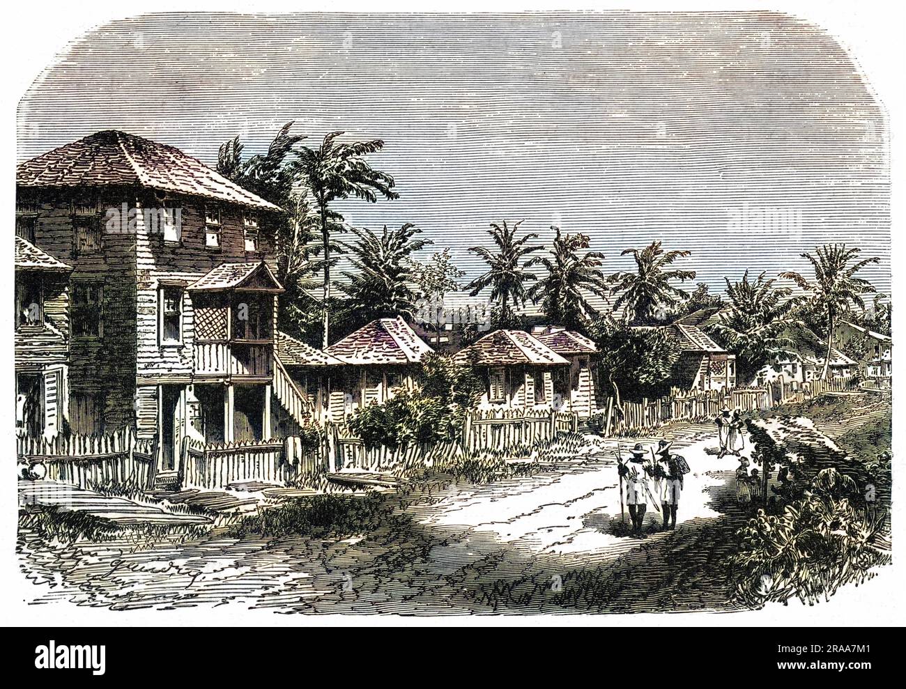 (French Guiana/Guyana)          Village scene     Date: circa 1860 Stock Photo