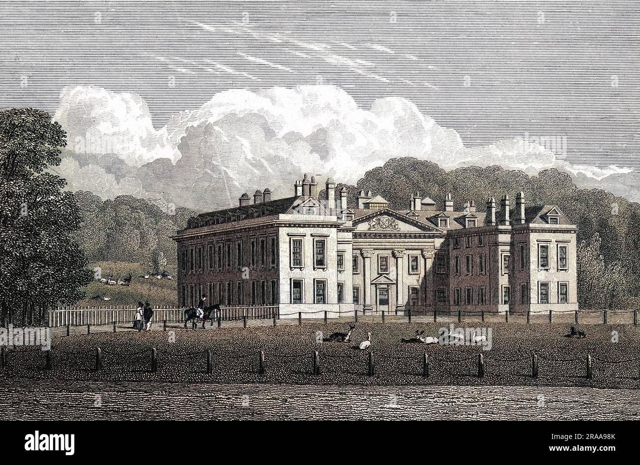 Althorp, Northamptonshire, the seat of earl Spencer, and in time to come the home of Diana, the ill-fated princess of Wales.     Date: early 19th century Stock Photo