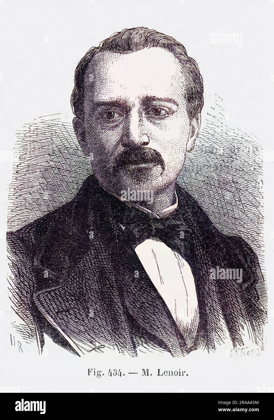 Louis Lumiere (1865 - 1948), French pioneer of cinematography, scrutinising a strip of film. Together with his brother Auguste, Louis invented the cinematograph, the first machine to project moving pictures onto a screen with the first publicly viewed 'motion picture' taking place in December 1895. The Lumieres amassed a huge catalogue of newsreel shots from around the world and Louis directed 60 and produced some 2000 films.     Date: 1935 Stock Photo