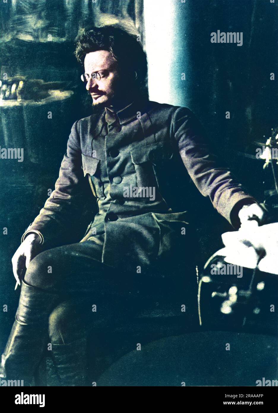 Portrait of the Bolshevik revolutionary Leon Trotsky (1879-1940)     Date: 1920 Stock Photo