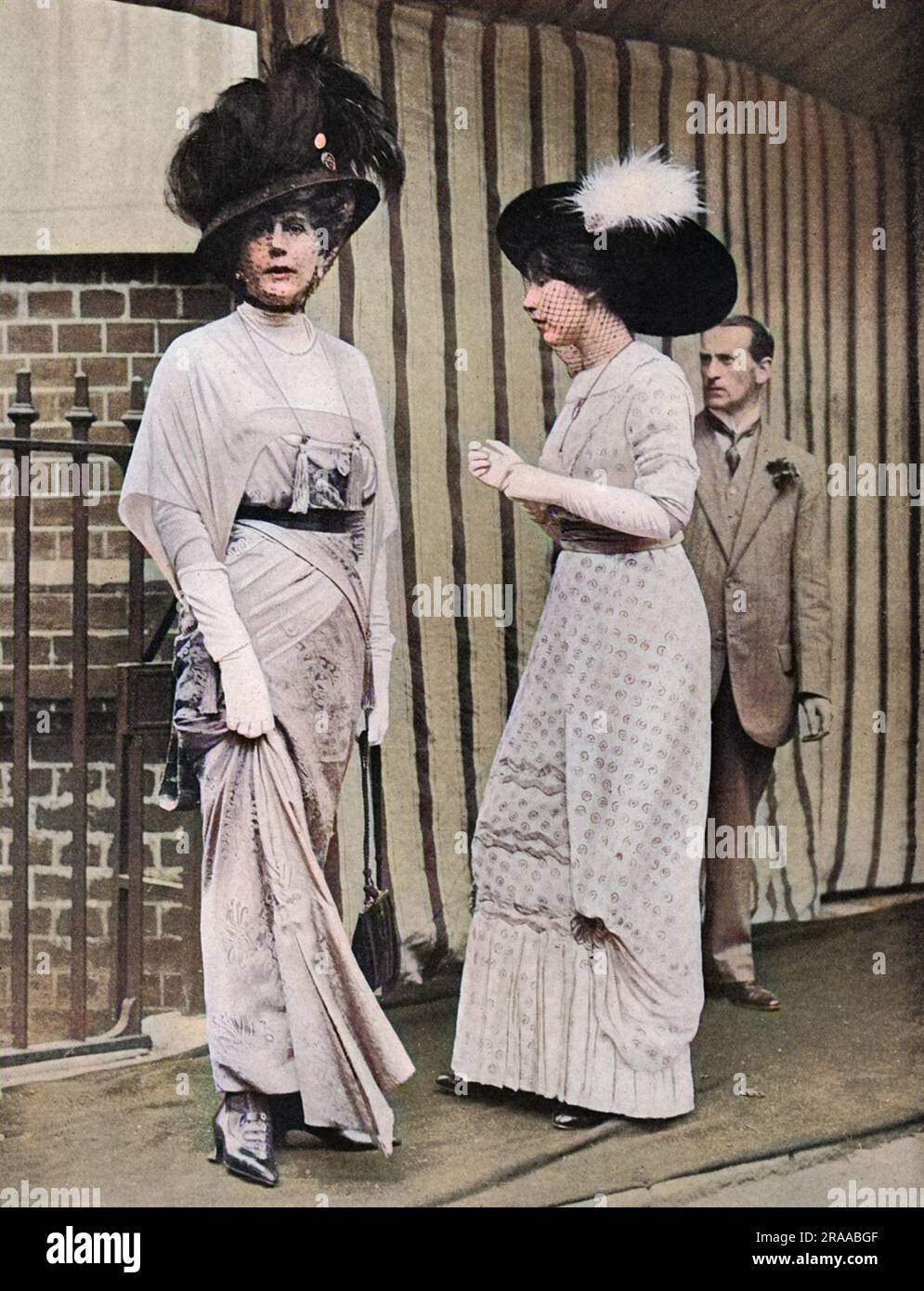 Alice Keppel, mistress of King Edward VII, pictured with her debutante daughter, Violet (later Trefusis).  The Tatler reports that Mrs Keppel threw a 'wonderfully successful ball' at the beginning of the season, succeeding in getting many distinguished men to attend who were usually not seen at such functions.     Date: 1912 Stock Photo