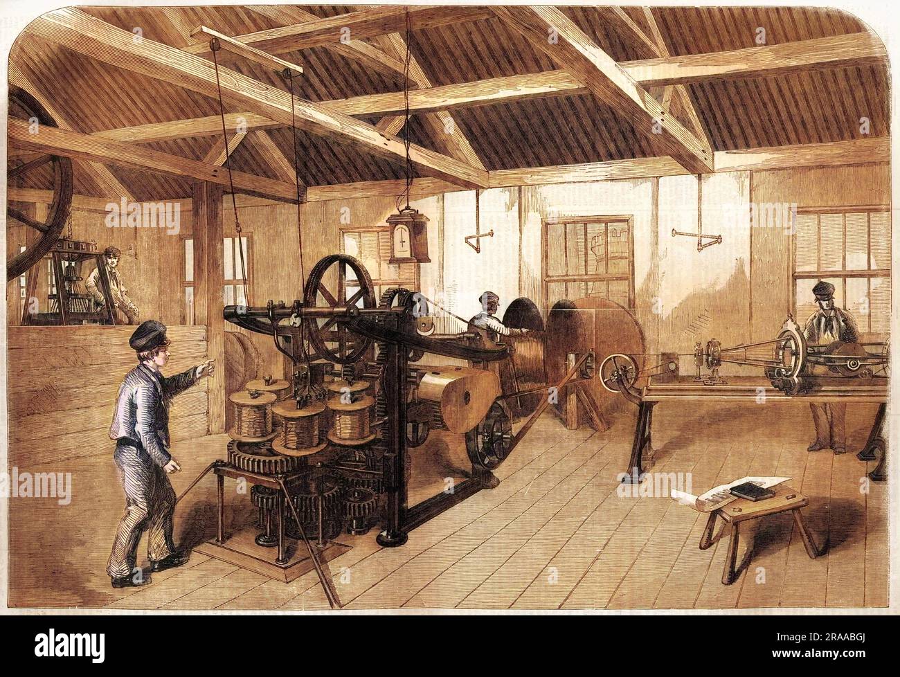 The manufacture of the Atlantic submarine cable at Glass, Elliott and Co.'s Works, East Greenwich, London     Date: 1857 Stock Photo