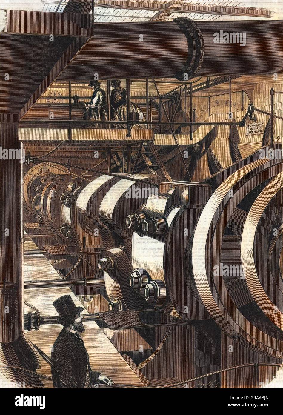 The engine room of the iron-clad warship H.M.S. Warrior     Date: 1861 Stock Photo